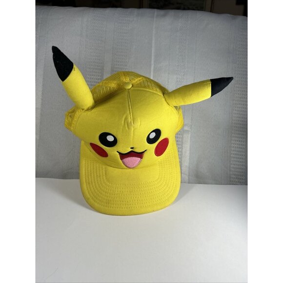 Pikachu Snapback Trucker Hat 2018 Pokemon 3D Yellow ball cap - Picture 6 of 6